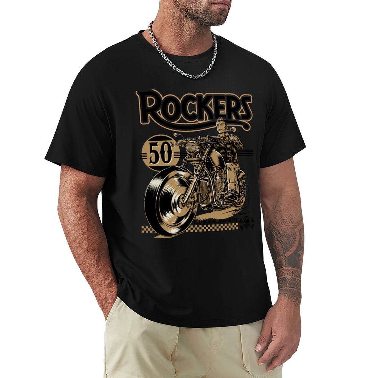 Mens Fashion In The 50S - Koszulka Rockers 50s, letnia moda, casualowa