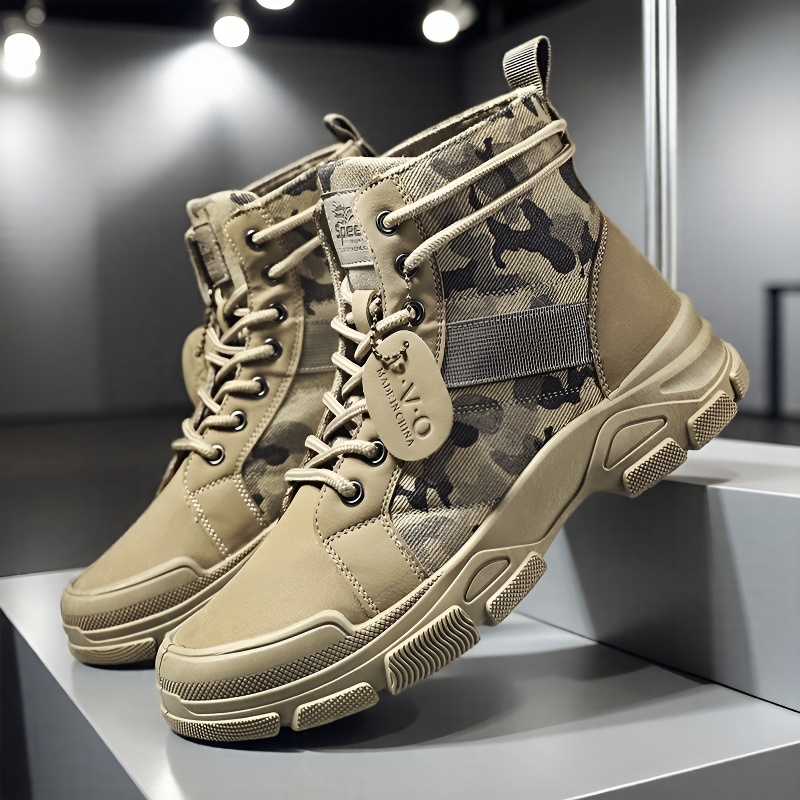 Mens Fashion Combat Boots - Męskie buty wojskowe do połowy łydki,