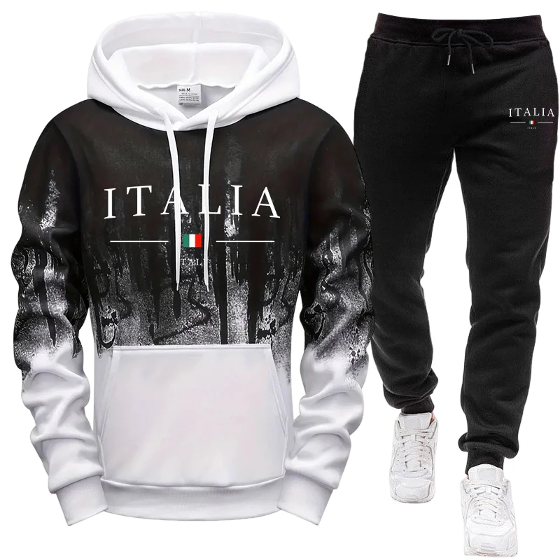 Mens Fashion Casual Outfits - Jesienno-zimowy codzienny sportowy zestaw modny: bluza