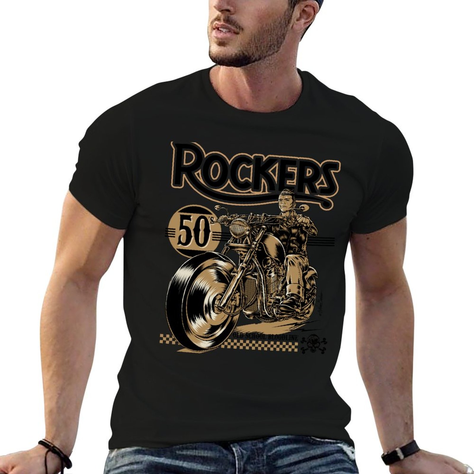 Mens Fashion In The 50S - Koszulka Rockers 50s, modna, prosta, codzienna