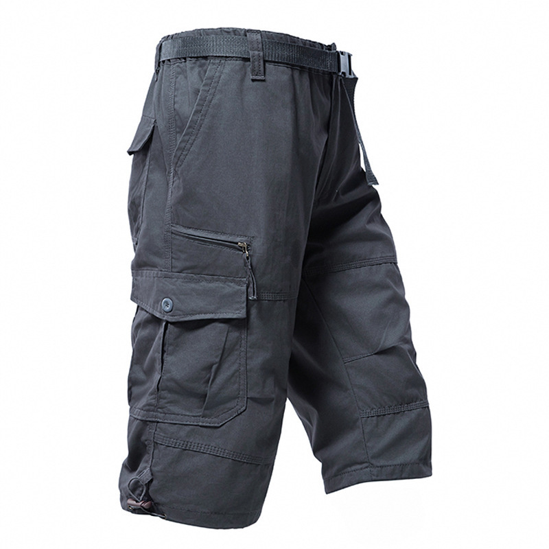 Mens Fashion Cargo Pants - Męskie bawełniane spodnie 3/4, luźne, plus