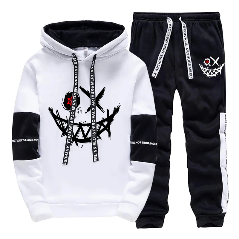 Mens Fashion Casual Outfits - Męski Zestaw/Bluza z Kapturem/Spodnie 2026 Jesień