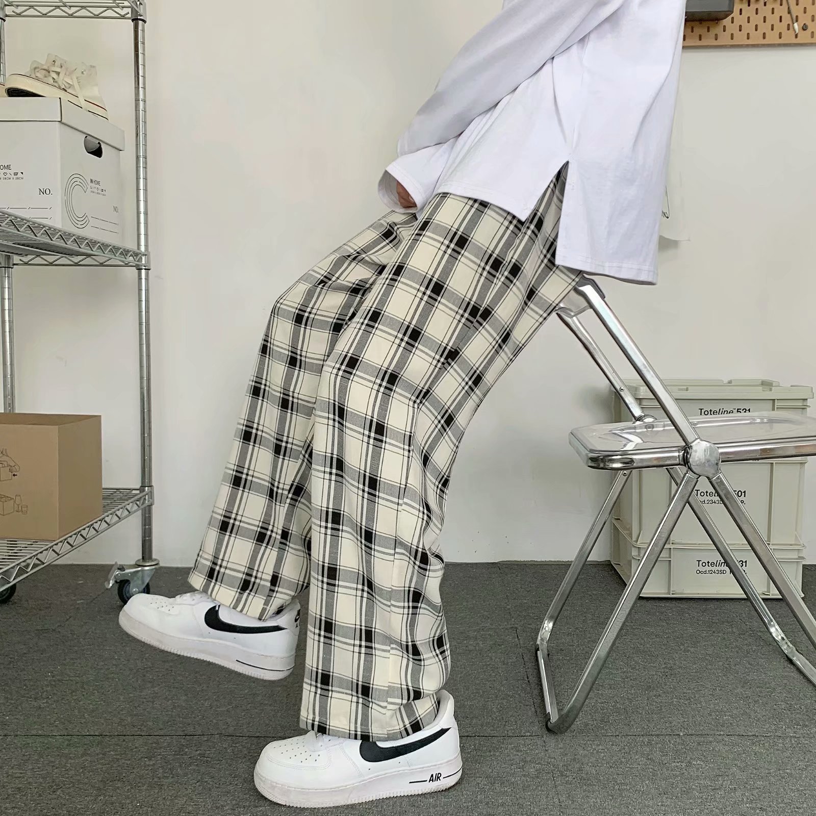Mens Fashion Cargo Pants - Męskie spodnie w kratę w stylu