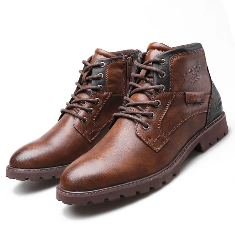 Skórzane męskie buty za kostkę – Mens Fashion Combat Boots recenzja i cena
