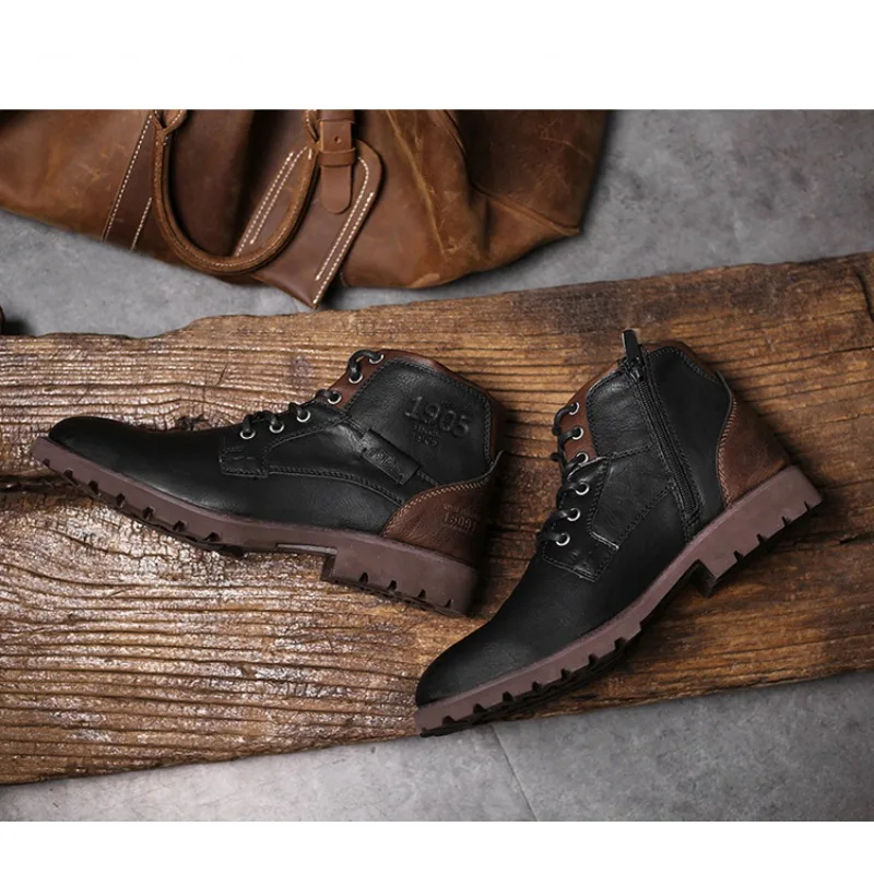 Skórzane męskie buty za kostkę – Mens Fashion Combat Boots recenzja i cena