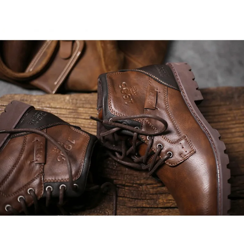 Skórzane męskie buty za kostkę – Mens Fashion Combat Boots recenzja i cena
