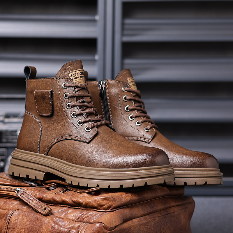 Męskie brązowe skórzane buty w – Mens Fashion Combat Boots recenzja i cena