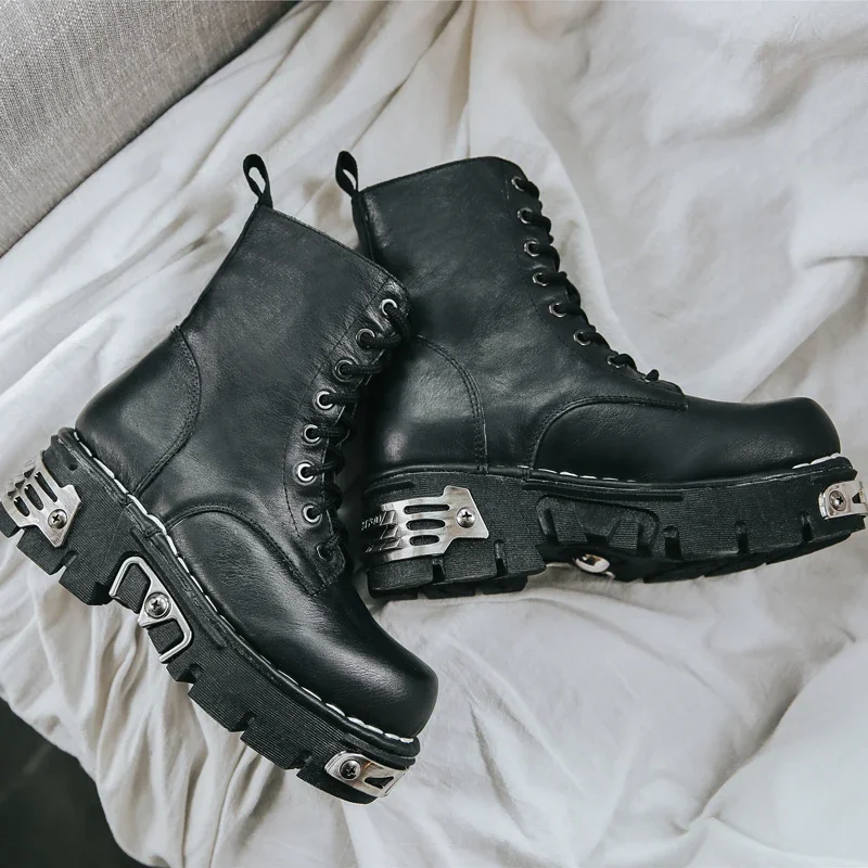 Nowe Modne Punkowe Męskie Skór – Mens Fashion Combat Boots recenzja i cena