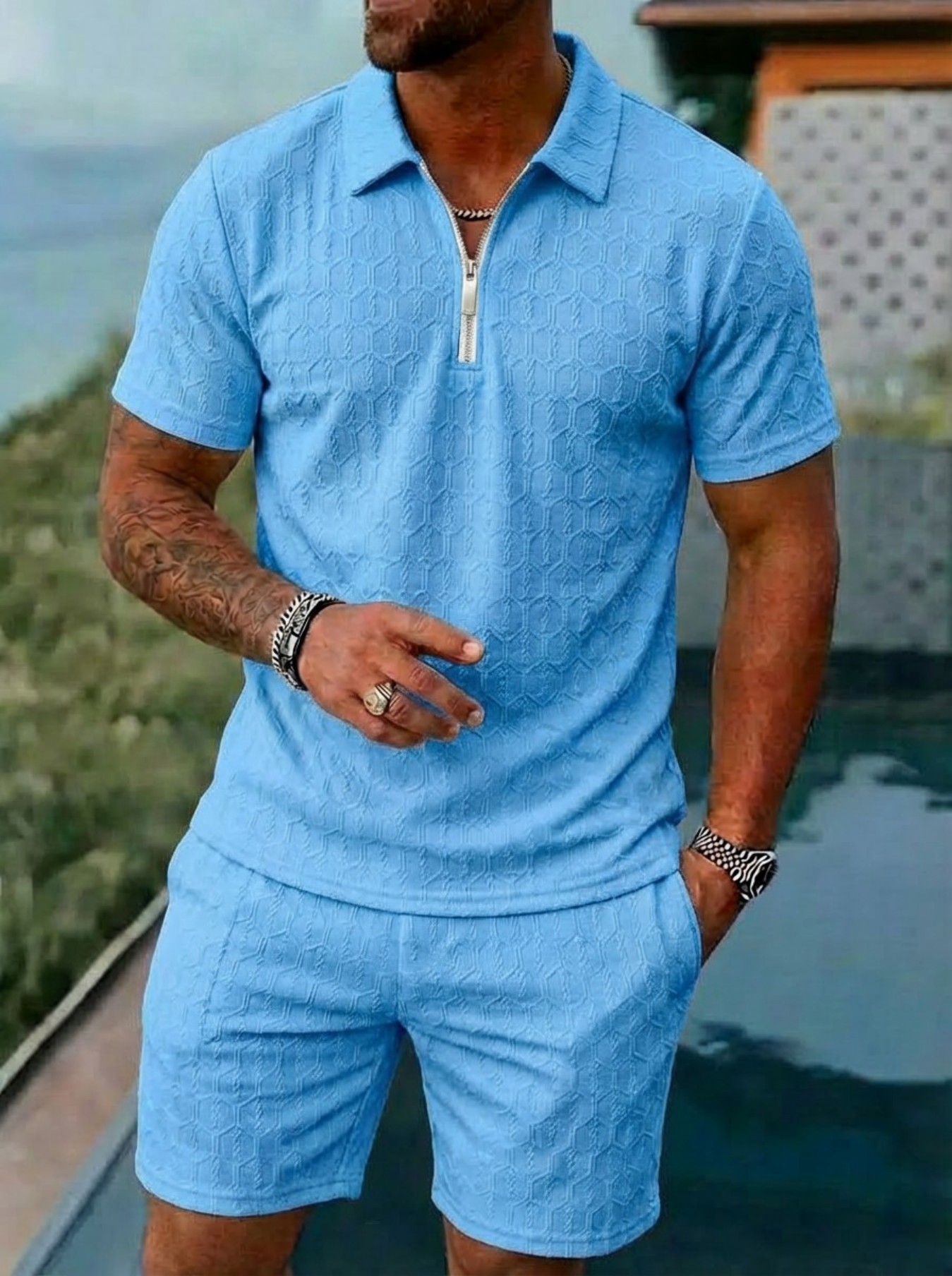 Letni Nowy Męski Zestaw: Koszu – Men'S Fashion Color recenzja i cena
