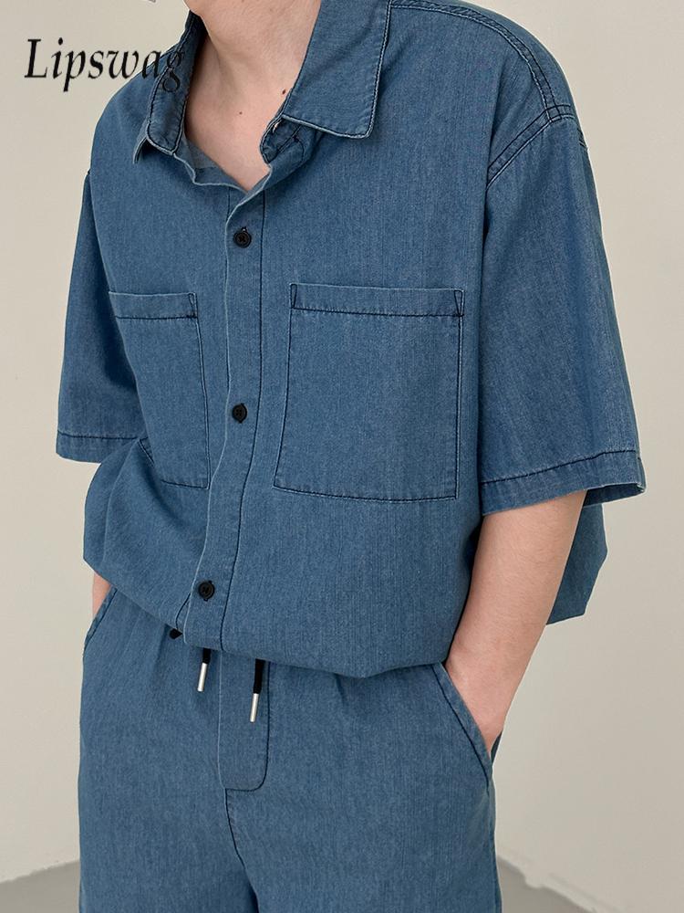 Męskie zestawy dżinsowe street – Jeans Shirt Fashion For Men recenzja i cena