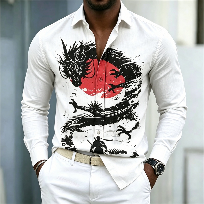 Koszula męska 2026 Nowa Biała  – Mens Fashion Casual Outfits recenzja i cena