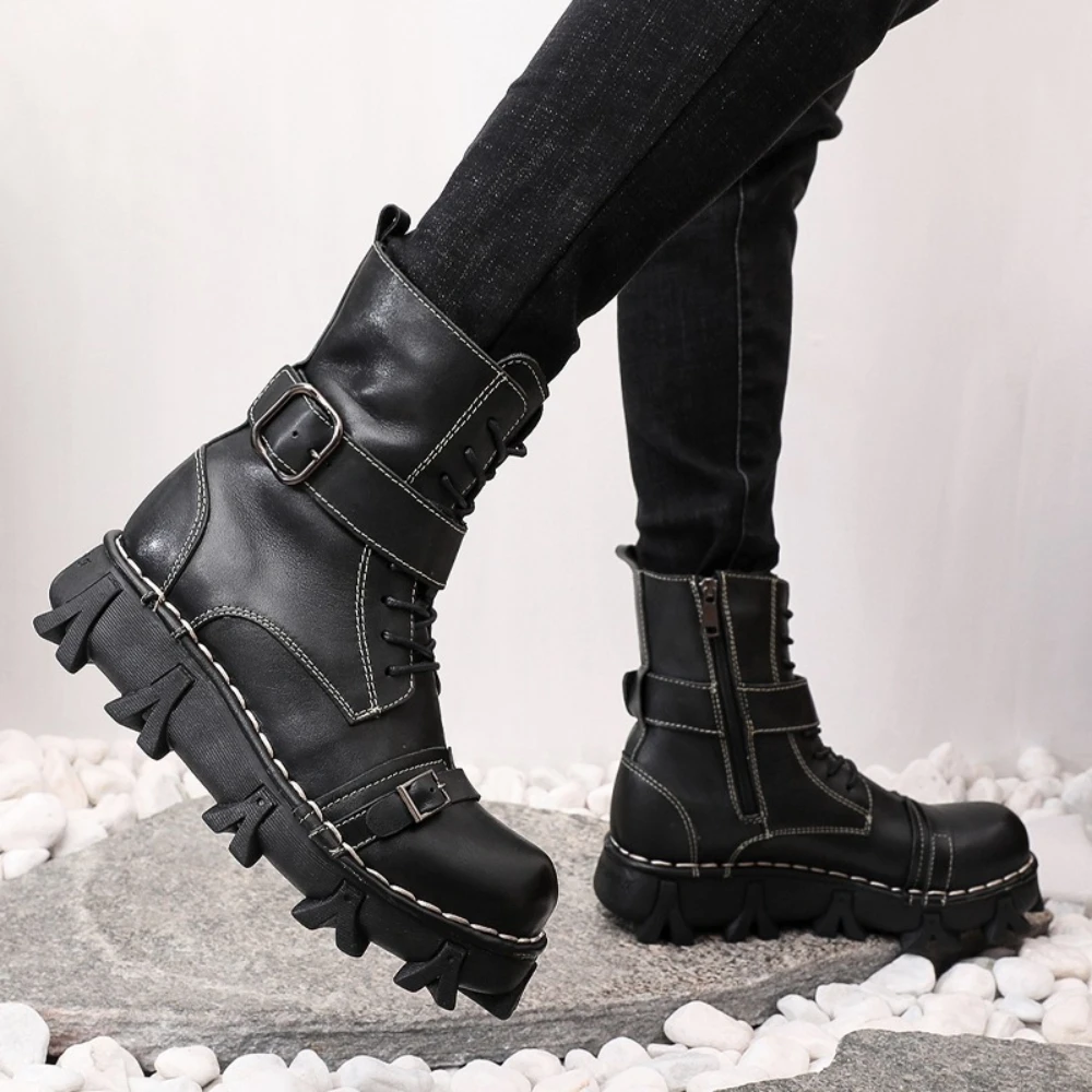 Męskie buty motocyklowe ze skó – Mens Fashion Combat Boots recenzja i cena