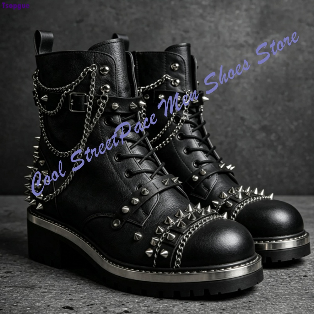 Punkowe gotyckie botki męskie  – Mens Fashion Combat Boots recenzja i cena