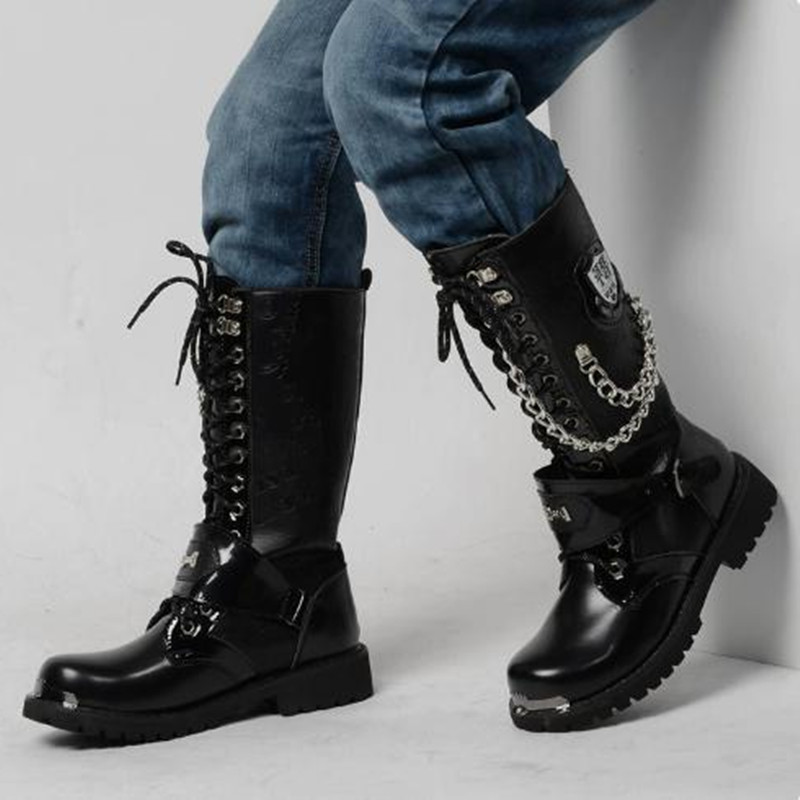 Męskie buty motocyklowe do poł – Mens Fashion Combat Boots recenzja i cena