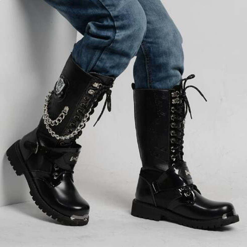 Męskie buty motocyklowe do poł – Mens Fashion Combat Boots recenzja i cena