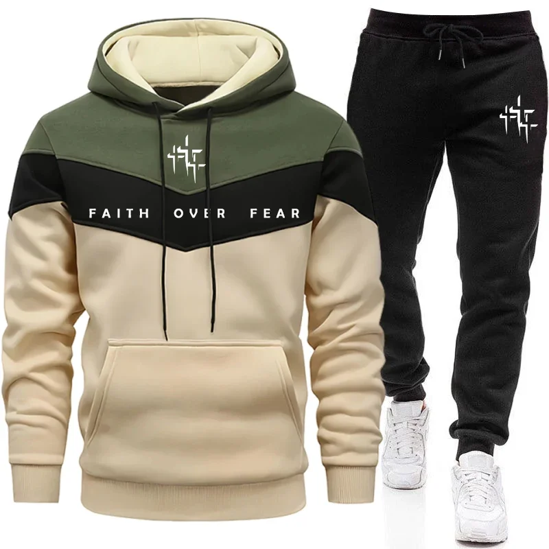 Męski dres „Faith Over Fear” – – Mens Fashion Casual Outfits recenzja i cena