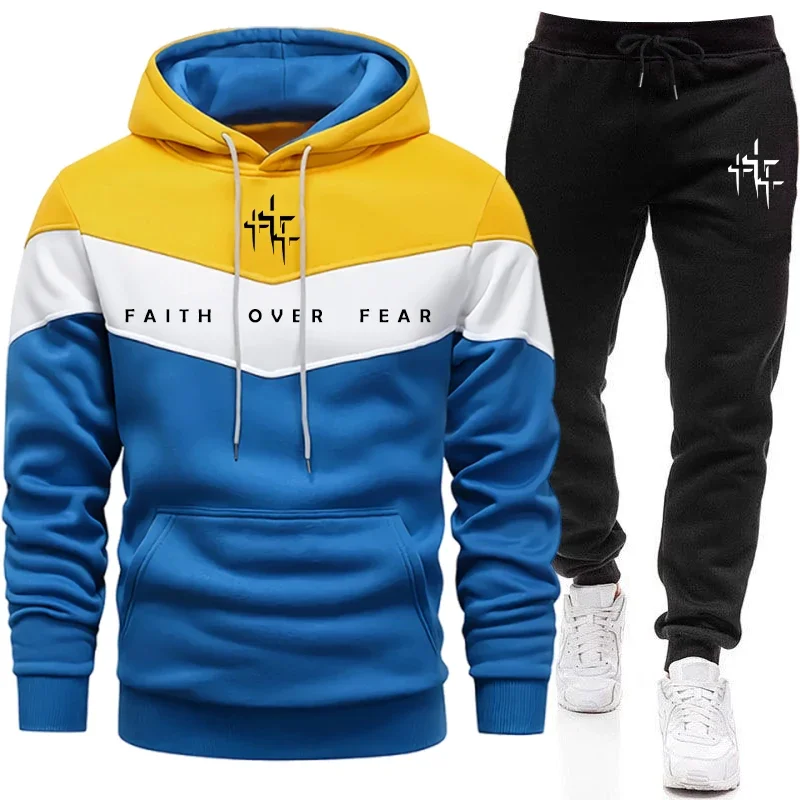 Męski dres „Faith Over Fear” – – Mens Fashion Casual Outfits recenzja i cena