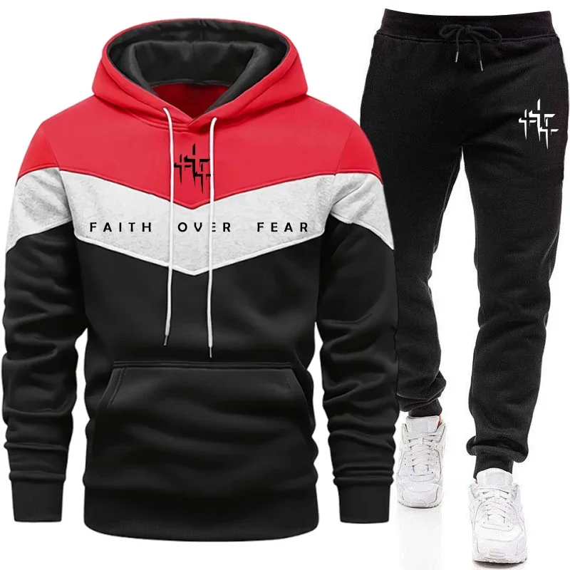 Męski dres „Faith Over Fear” – – Mens Fashion Casual Outfits recenzja i cena