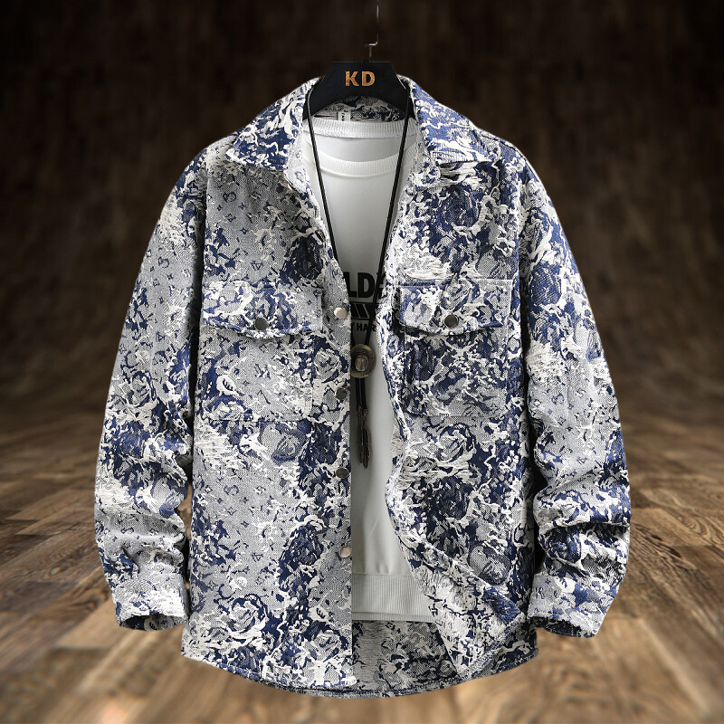 Wiosenna męska luksusowa kurtk – Jeans Shirt Fashion For Men recenzja i cena