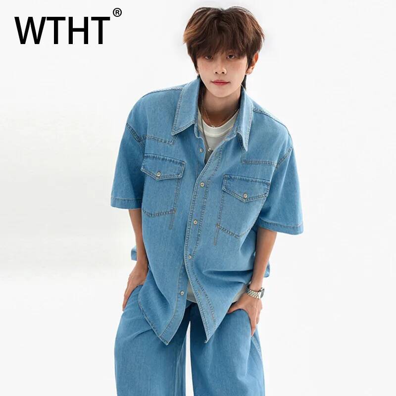 WTHT Modne męskie koszule dżin – Jeans Shirt Fashion For Men recenzja i cena